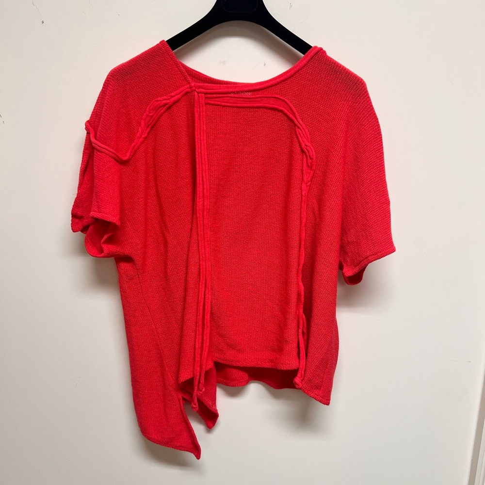 Bright Coral Jaskar Women's Short-Sleeve Knit Top